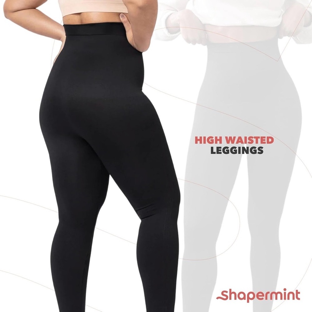 High-Waist Black Seamless Compression Leggings - Picture 7 of 8